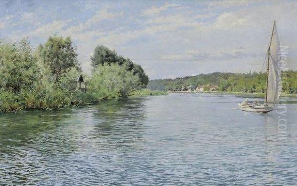 Promenade Sur La Marne Oil Painting by Ferdinand Joseph Gueldry