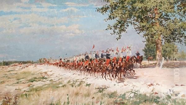 Cavalry Parade Oil Painting by Ferdinand Joseph Gueldry