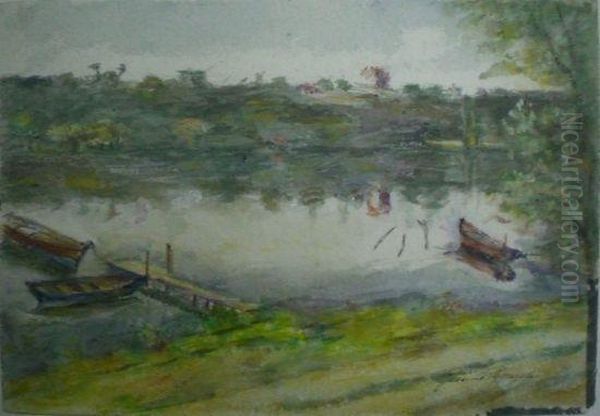 Bord De Riviere Oil Painting by Jeanne Guerard-Gonzales