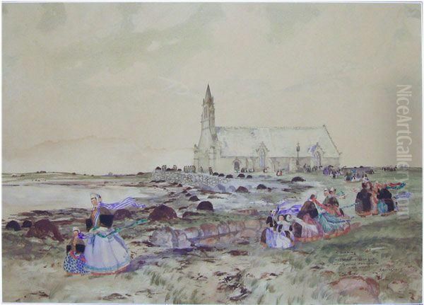 Notre Dame De La Joie, Saint Guenole Penmarc'h Apres L'office Oil Painting by Ernest Guerin