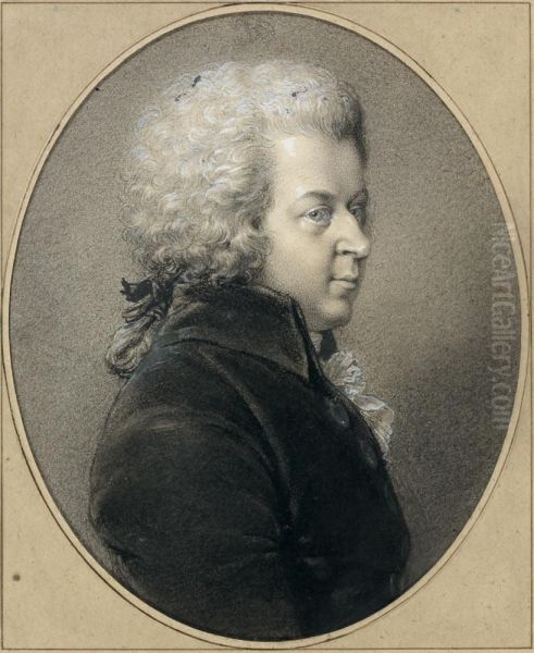 Portrait Presume De Wolfgang Amadeus Mozart Oil Painting by Jean Urbain Guerin