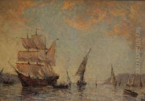 Bateaux Au Port Oil Painting by Andre Guerin Le Guay