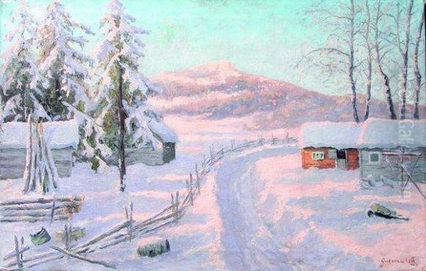 Paysage D'hiver Oil Painting by Mikhail Markianovitch Guermatcheff