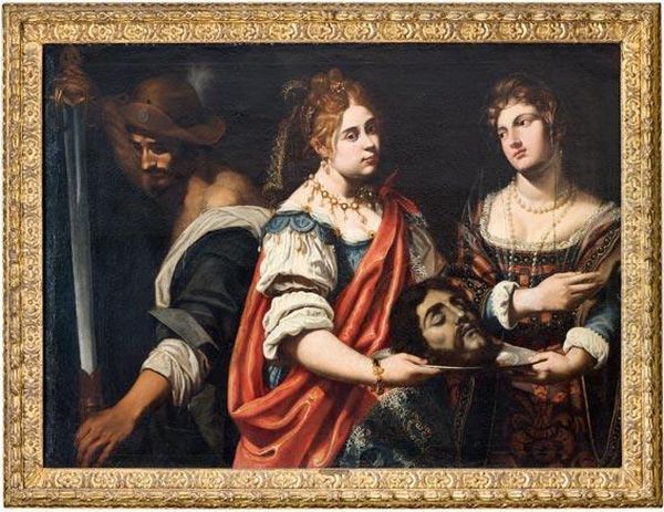 Salome Porge La Testa Del Battista Ad Erodiade Oil Painting by Giovanni Francesco Guerrieri