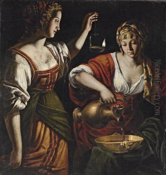 Artemesia Mixing The Ashes Of Mausalos With Wine Oil Painting by Giovanni Francesco Guerrieri