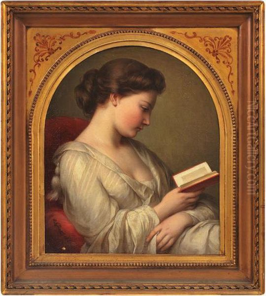 Reading Oil Painting by Charlemagne Oscar Guet