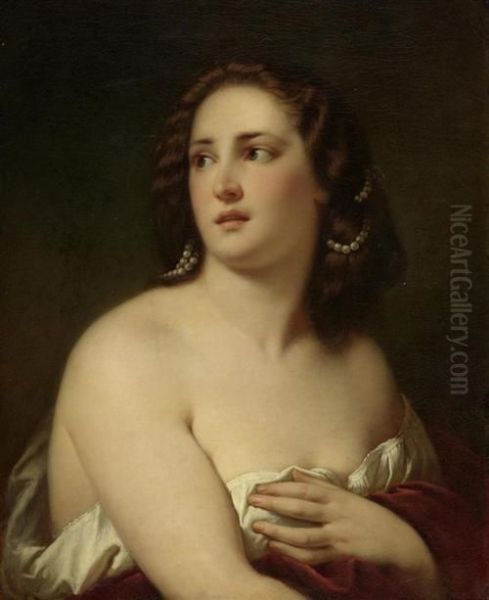 Bildnis Einer Jungen Dame. 1862. Oil Painting by Karl Adolf Gugel