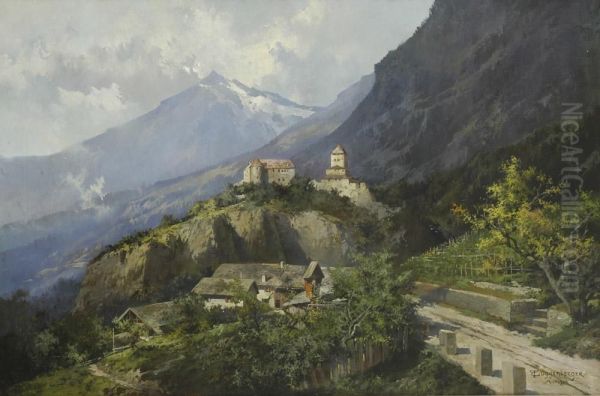 Veduta Di Castel Tirolo Oil Painting by Thomas Guggenberger