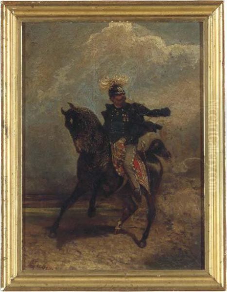 Vittorio Emanuele Ii, King Of Sardinia And Later King Of Italy(1820-1878) On Horseback Oil Painting by E. Gugio