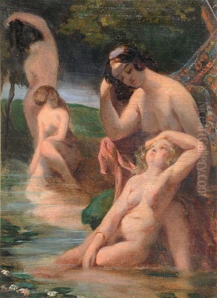 Nymphes Au Bain Oil Painting by Joseph Benoit Guichard