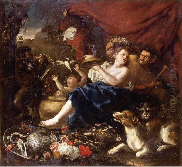 Allegory Of Spring Oil Painting by Domenico Guidobono