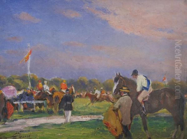 Les Preparatifs Pour La Course Oil Painting by Alexandre-Gaston Guignard