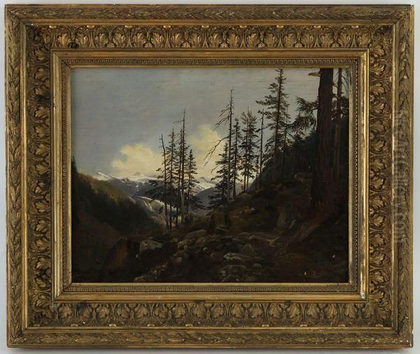 Paysage De Montagne Anime Oil Painting by Charles Louis Guigon