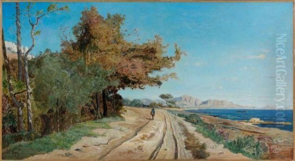 Route Au Bord De La Mediterrannee Oil Painting by Paul-Camille Guigou