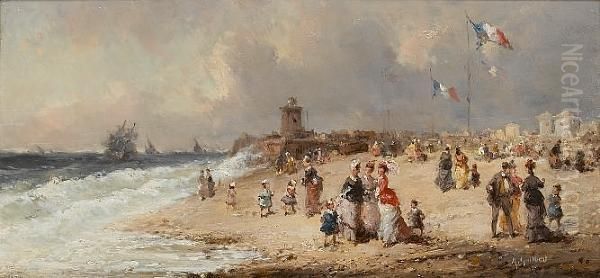 On The Beach Oil Painting by Andre Guilbert