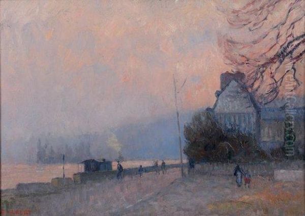 Le Crepuscule A Croisset Oil Painting by Narcisse Guilbert