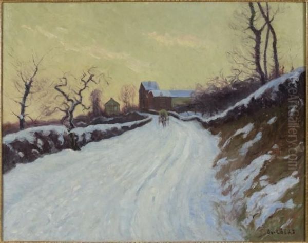 Paysage De Neige Au Crepuscule Oil Painting by Narcisse Guilbert