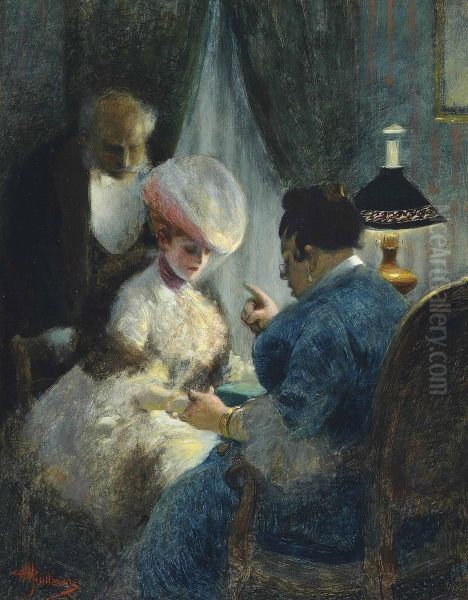 A Visit To The Fortune Teller Oil Painting by Albert Guillaume