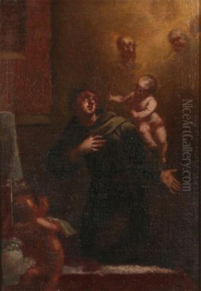 Baby Jesus Appears To Saint Anthony Oil Painting by Jean Guillaume Carlier