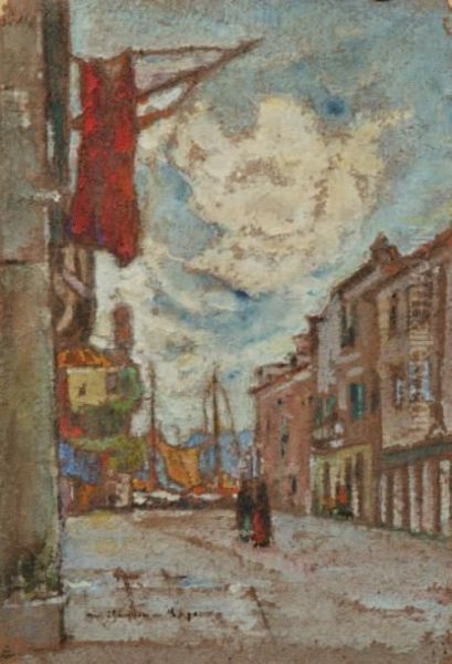 La Rue Animee A Venise Oil Painting by Roger Guillaume