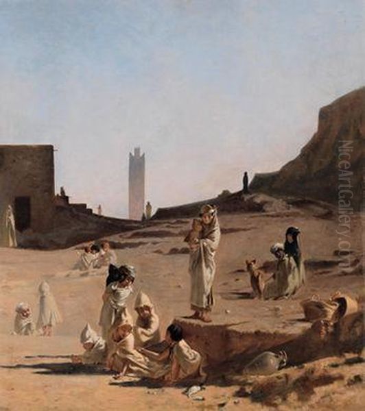 Scene Of Laghout In The Sahara Oil Painting by Gustave Achille Guillaumet