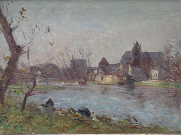 Inondations A Moret Oil Painting by Jean Baptiste Antoine Guillemet