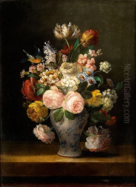 Bunter Strauss In Franzosischer Vase Oil Painting by Jean Baptiste Antoine Guillemet