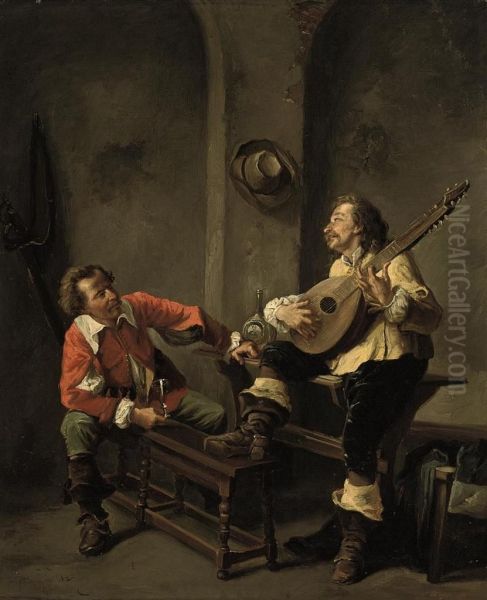 A Merry Tune Oil Painting by Alexandre Marie Guillemin