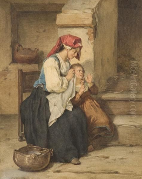 Le Cure Amorevoli Oil Painting by Alexandre Marie Guillemin