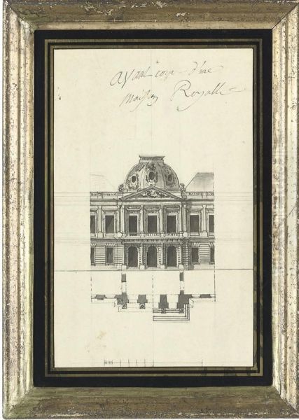 Design For The Facade Of A Royal Palace Oil Painting by Louis Nicolas Victor Guillemin