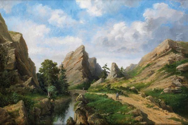 Chemin Anime En Montagne Oil Painting by Adolphe Guillon