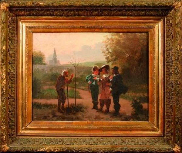 Le Vieillard Et Les Trois Jouvanceaux Oil Painting by Eugene Antoine Guillon