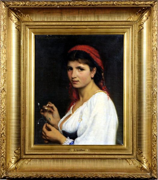 Portrait De Femme Oil Painting by Alfred Guillou