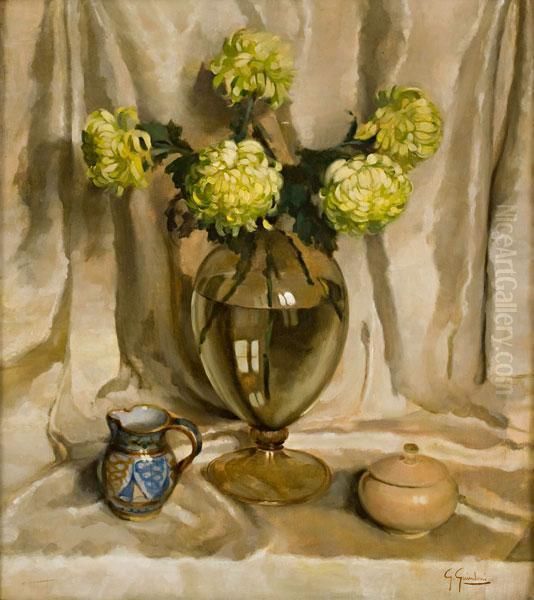 Vaso Di Fiori Oil Painting by Giuseppe Guindani