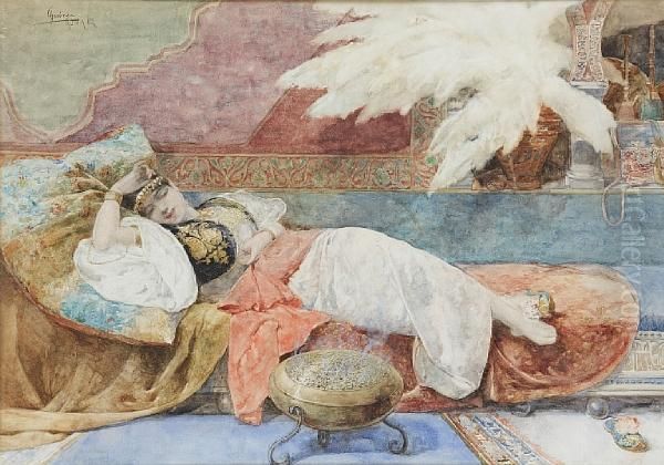 Reclining Odalisque Oil Painting by Anselmo de Guinea