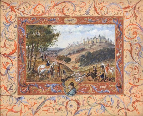 Chasse Au Faucon Oil Painting by Antoine Guiraud