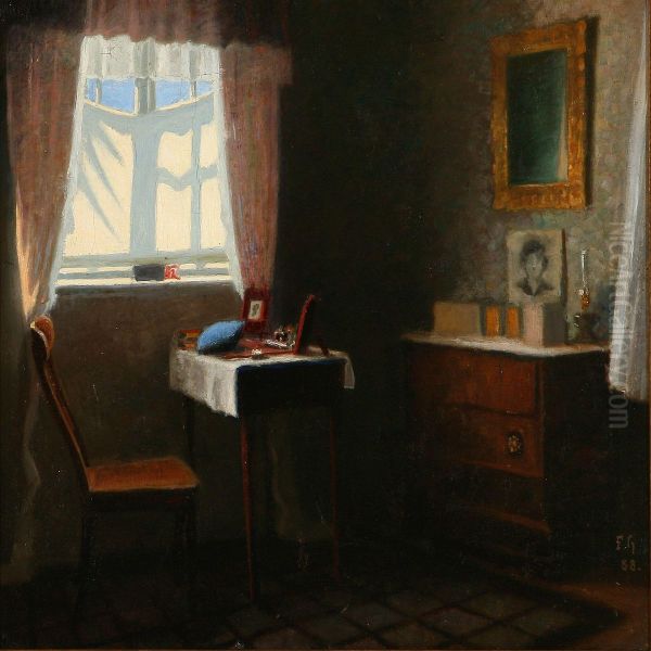 From Lunde Vicarage, Denmark Oil Painting by Frederik Guldbrandsen