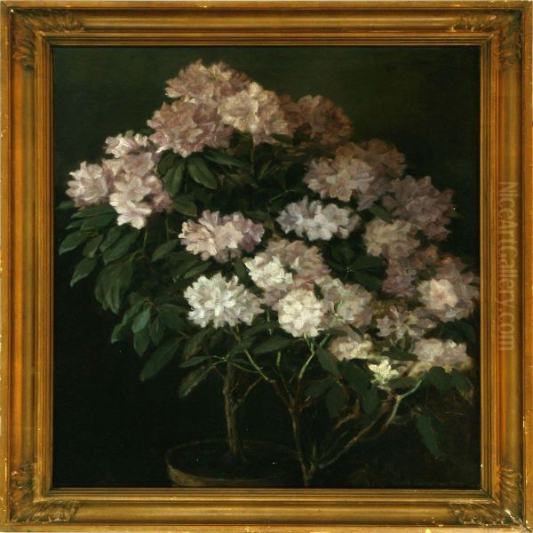 White Rhododendron Oil Painting by Laura Buschard Guldbrandsen