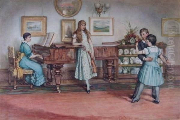 The Ansley Family Children Dancing In The Drawing Room At Somersplace Oil Painting by Elizabeth Gulland