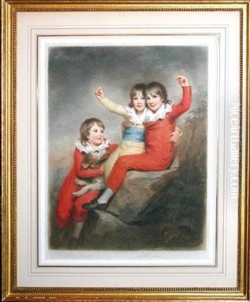 [children In A Landscape]
Color Mezzotint, 1931, Signed In Pencil. Oil Painting by Elizabeth Gulland