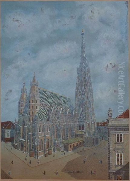 Study Of St. Stephan's Church Oil Painting by Christian Aug. Gunther