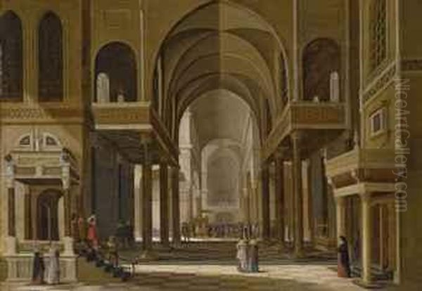 Interieur D'eglise Oil Painting by Anton Gunther Ghering