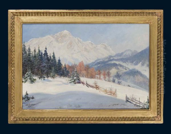 Der Untersberg-berchtesgaden Oil Painting by Leopold Gunther-Schwerin