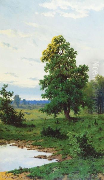 Samotne Drzewo Oil Painting by Jozef Guranowski