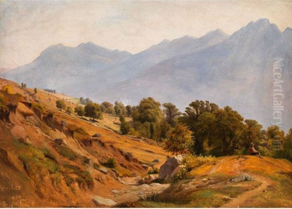 Gebirgslandschaft Der Gegend Von Dorftyrol Oil Painting by Louis Gurlitt