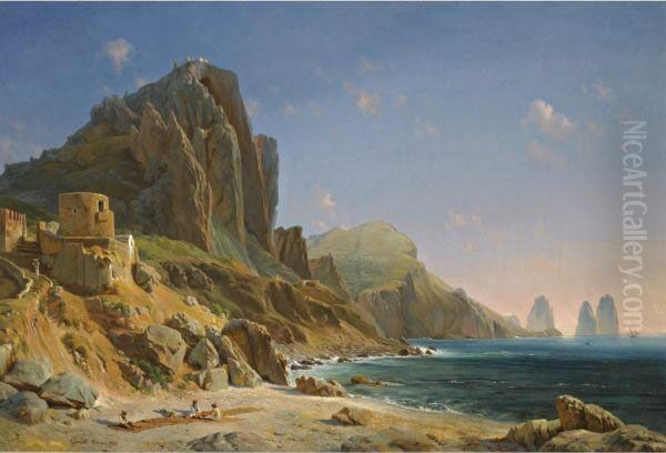 Capri Oil Painting by Ludwig H. Theodor Gurlitt