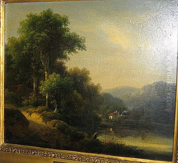 Paysage Au Bord De L'eau Oil Painting by Francois Gurnet