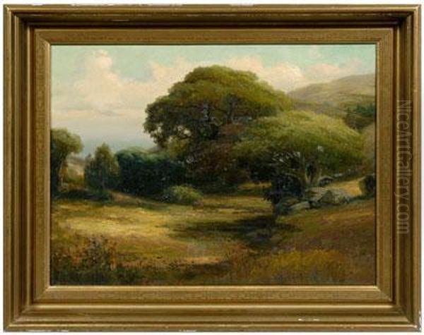 California Landscape With View Of Ocean Oil Painting by Herman, Henry Gustavson