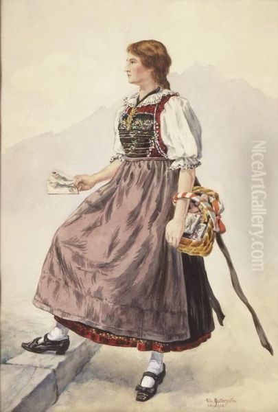 Luzerner Trachtenmadchen Oil Painting by Ulrich Gutersohn