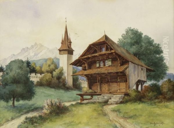 Speicher Mit Musegg-mauer Und Blick Auf Den Pilatus Oil Painting by Ulrich Gutersohn